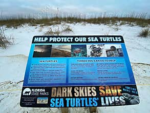 Florida State Parks Sign. Help Protect Sea Turtles.