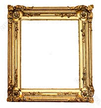 Real old antique gold frame isolated