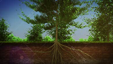 3d animation Planting seeding growing up to big trees.