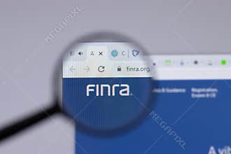 New York, USA - 26 April 2021: Financial Industry Regulatory Authority FINRA logo close-up on website page, Illustrative Editorial