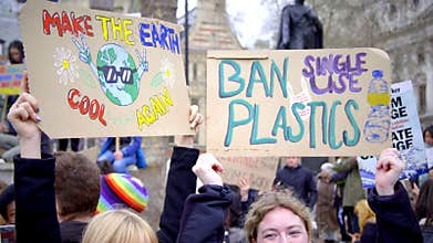 Climate Change and Plastics Protest Signs. High quality