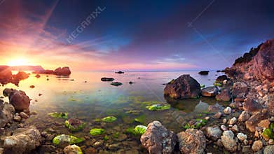 Colorful panorama of the sunset