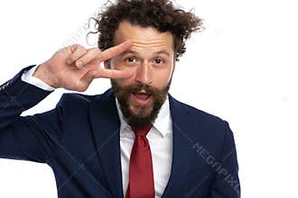 Sexy businessman gesturing a star sign