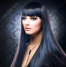 Brunette Girl. Healthy Long Hair