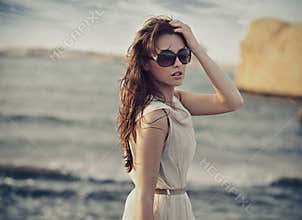 Cute woman wearing sunglasses