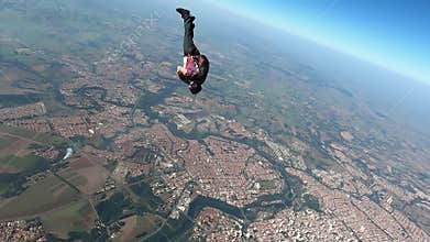 Skydiver doing a quick spin maneuver
