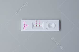 Rapid Antigen Test kit with Positive result during swab COVID-19 testing. Coronavirus Self nasal or Home test, Lockdown and Home