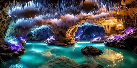 Glowing Caverns. An underground wonderland, a cavern adorned with luminescent crystals.
