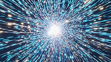 Mesmerizing neon light rays blur in vibrant colors, creating a futuristic time travel effect perfect for tech, science