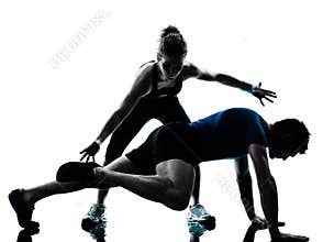 Man woman exercising legs workout fitness