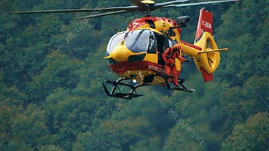 GRENOBLE, FRANCE - SEPTEMBER 21, 2024. Airbus Helicopters H145 Securite Civile or a civil defense agency helicopter at