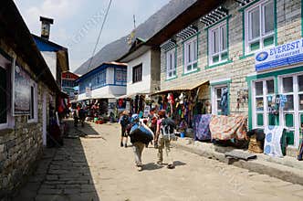 Trekkers starting Everest Base camp trek in,Lukla, Nepal