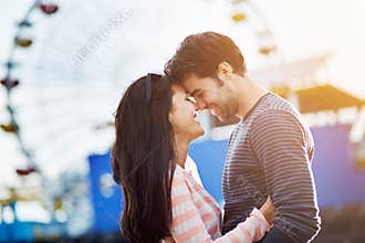 Romantic couple infront of santa monica
