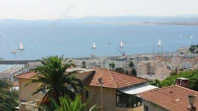 Panorama of Nice. Yachts in sea