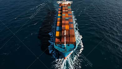 Large container ship sailing across ocean carrying cargo