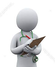 3d doctor writing patient medical history