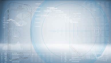Sketch smartphone on a high-tech blue background