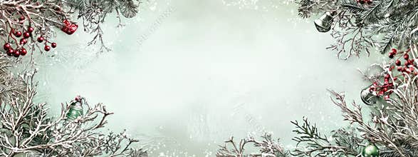 Elegant winterthemed frame with icy bells and accents
