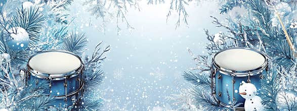 Elegant Winter Drum Frame on Light Blue Art Deco Backdrop
