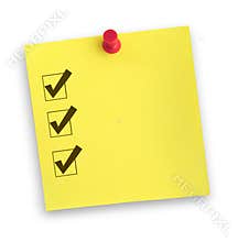 Note with completed checklist