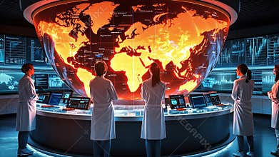 Scientists are analyzing vast global data in a hightech lab