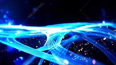 Flow of data through fiber optics: big data transfer, highlighting dynamic information movement in a digital network