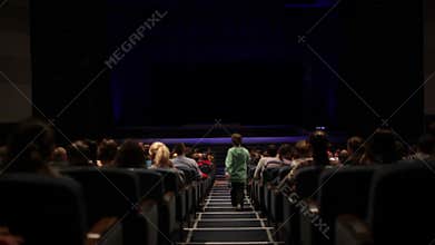 Viewers in the cinema house. Variant with screen motion.
