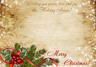 Vintage Christmas card with the wishes