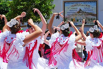 Teenage flamenco dancers, Marbella, Spain.