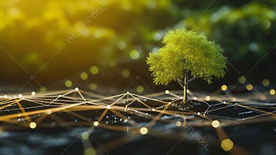 Generative AI ESG icon concept with small tree for environmental, social, and governance in sustainable and ethica