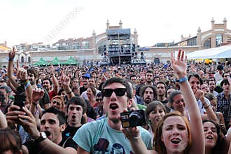 Fans at Love of Lesbian band concert at Matadero de Madrid