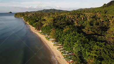 Philippine Paradise: Aerial Drone Views of Stunning Sunsets, Sunrises, and Tropical Beaches with Palm Trees