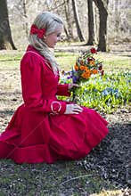 Beautiful woman in vintage dress