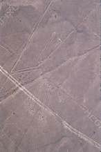 Nazca Geoglyph or Nasca mysterious lines and geoglyphs aerial view, landmark in Peru