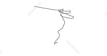 Hand hold musical treble clef one line art animation, hand drawn continuous contour motion.