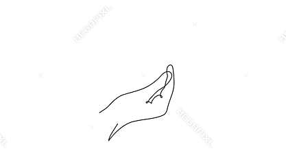 Hand holds musical note one line art animation, hand drawn continuous contour motion.