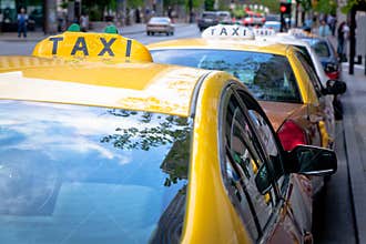 Row of Taxi Cabs