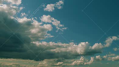 Blue Sky Background And White Clouds Soft Focus. Blue Sky Is Covered By White Clouds.
