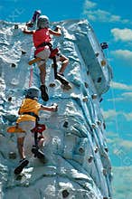 Children rock climbing