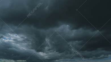 Stormy Cloudy Sky Wide Panorama. Nature Environment. Meteorology Danger Windstorm Disasters Climate.