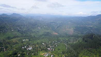 Beautiful scenery with small village amidst the beautiful tea hills