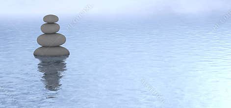 Stacked stone calm water view