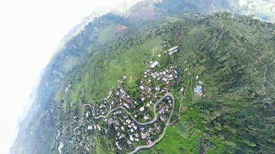 Beautiful scenery with small village amidst the beautiful tea hills