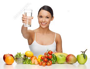 Woman with healthy food
