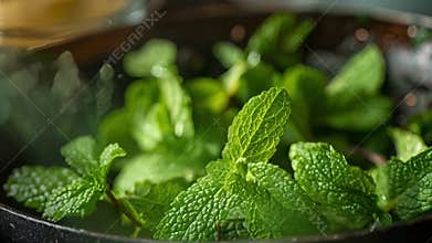 Fresh mint leaves are ripped apart and added enhancing the dish with a cool sweetness