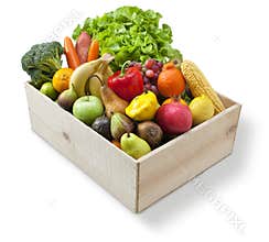 Wood Box Food Fruit Vegetables