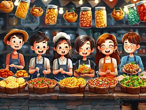 Food festival in cartoon style