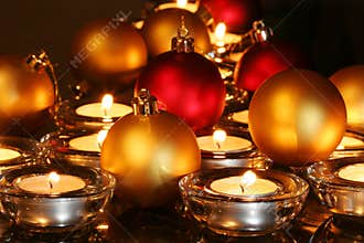 Christmas ornaments, candles
