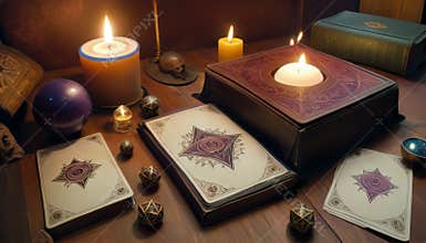 Mysterious Occult Books and Tarot Cards