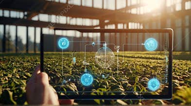 Farmers use drones to survey farmland to map and plan their crops. smart farm concept.